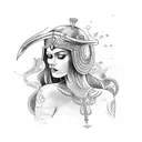 athena nude with tunic full body tattoo design idea