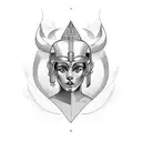 athena nude with tunic full body tattoo design idea