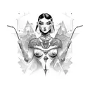 athena nude with tunic full body tattoo design idea