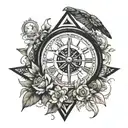 pyramid, compass and clock tattoo design idea