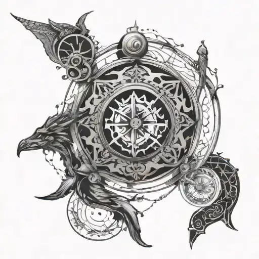 I want a tattoo that represents kairos and chronos, Greek gods of time tattoo design idea