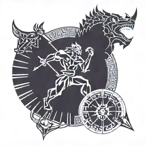 I want a tattoo that represents the fight between Kairos and Cronos, Greek gods of time. tattoo design idea