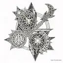 I want a tattoo that represents a fight between Kairos and Chronos, Greek gods of time. tattoo design idea