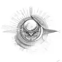 lyre, sun, bay leaves tattoo design idea