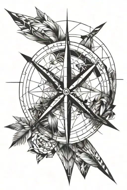  geometric Arrow the lenght of the compass   tattoo design idea