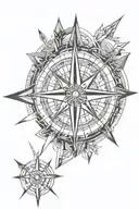 Compass rose with geometric Arrow the lenght of the compass   tattoo design idea