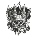 broken crown on fire tattoo design idea