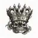 broken crown on fire tattoo design idea