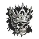 broken crown on fire tattoo design idea