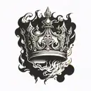 broken crown on fire tattoo design idea