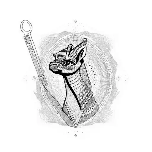 fine line, dots, egyptian themes, Horse on a plinth like the monopoly piece tattoo design idea