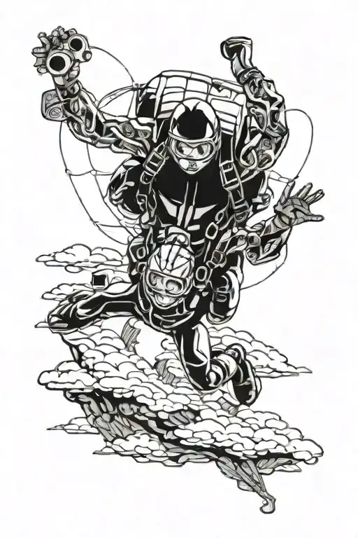 skydiving cutaway tattoo design idea