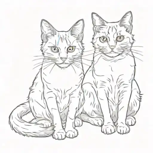 two cats which are tuxedo cats ona has black nose and one has white nose tattoo design idea