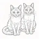 two cats which are tuxedo cats ona has black nose and one has white nose tattoo design idea