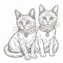 two cats which are tuxedo cats ona has black nose and one has white nose tattoo design idea
