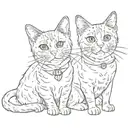 two cats which are tuxedo cats ona has black nose and one has white nose tattoo design idea
