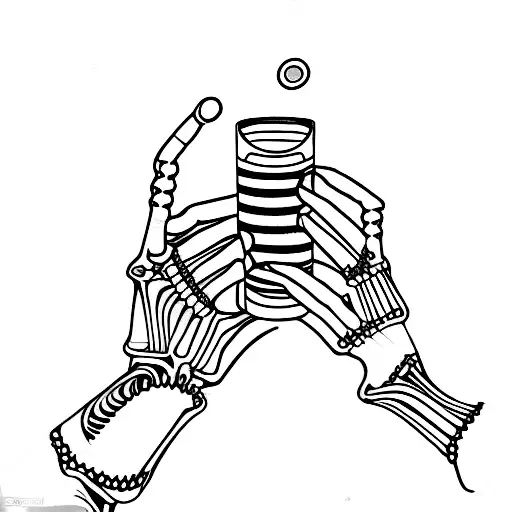 skeleton hand holding a beer can tattoo design idea