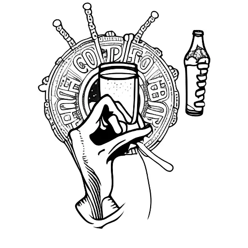 one skeleton hand holding a beer can tattoo design idea