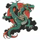 traditional japanese dragon flying tattoo design idea