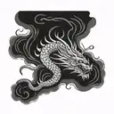 traditional japanese dragon flying tattoo design idea