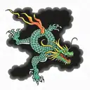 traditional japanese dragon flying tattoo design idea