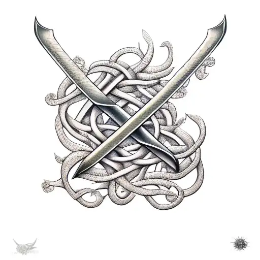 sword wrapped with vines  tattoo design idea