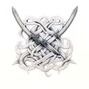 sword wrapped with vines  tattoo design idea