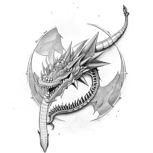 samurái con un reloj de arena y una dragón de fondo  tattoo design idea