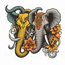 gemini and elephant head tattoo design idea