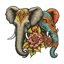 gemini and elephant head tattoo design idea