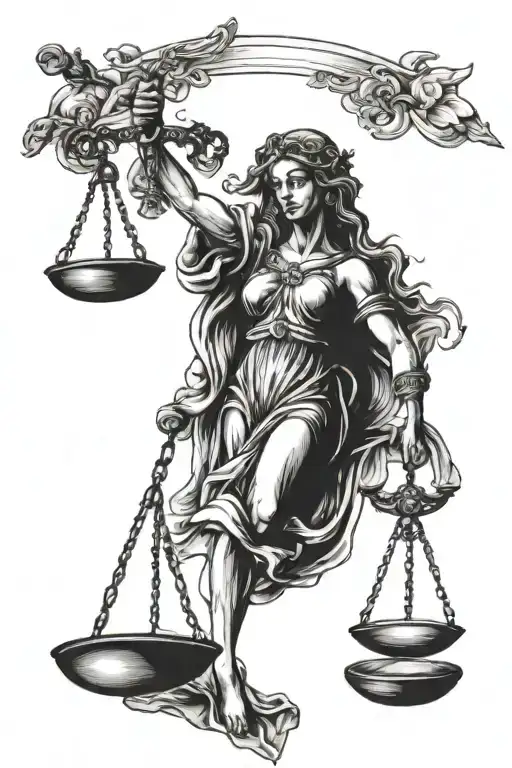 lady justice tattoo design idea