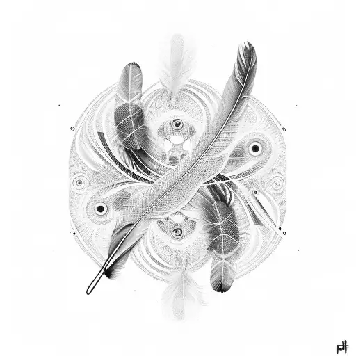 Feather in an abstract way, with playful patterns. Luksus should be in the pen. An infinity symbol is said to be contain tattoo design idea