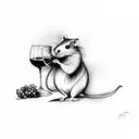 Rat with wine grapes tattoo design idea
