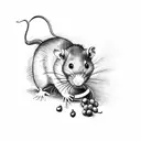 Rat with wine grapes tattoo design idea