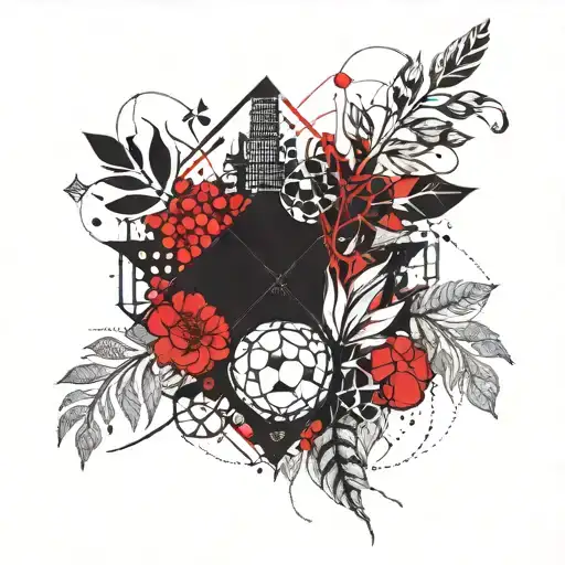 Incorporate hop vines and barley grains in a geometric pattern tattoo design idea