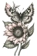 pink sunflower tulip tattoo design idea