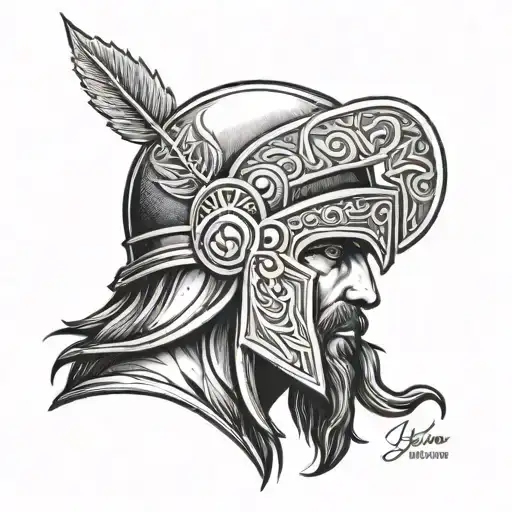Jesus as a spartan helmet tattoo design idea