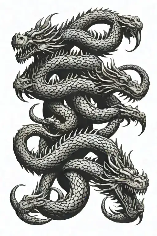 hydra dragon with 3 heads tattoo design idea