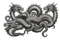 hydra dragon with 3 heads tattoo design idea