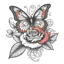 A butterfly and rose intertwined to symbolize eternal love tattoo design idea