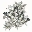 A butterfly and rose intertwined to symbolize eternal love tattoo design idea