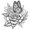A butterfly and rose intertwined to symbolize eternal love tattoo design idea