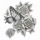 A butterfly and rose intertwined to symbolize eternal love tattoo design idea