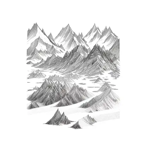4 mountains and 4 valleys that are linked tattoo design idea