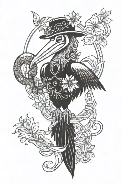 New Orleans Voodoo doll Mardi Gras pelican tattoo design idea