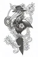 New Orleans Voodoo doll Mardi Gras pelican tattoo design idea