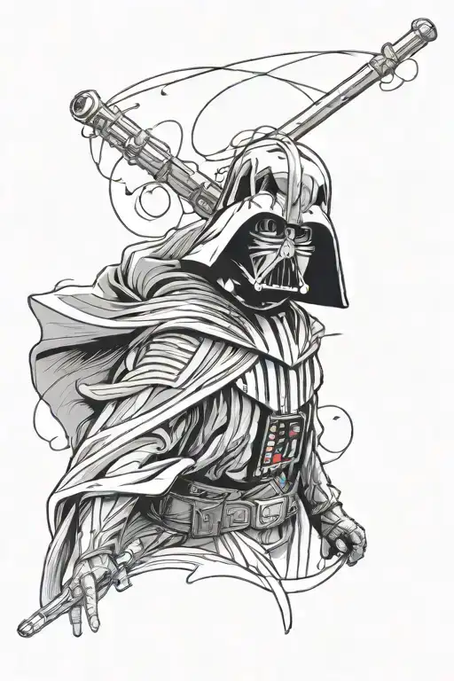 An abstract representation of Anakin Skywalker's transformation to Darth Vader tattoo design idea