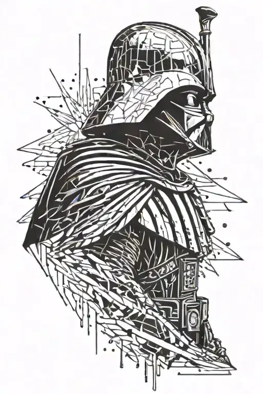 An abstract representation of Anakin Skywalker's transformation to Darth Vader tattoo design idea