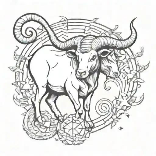 half taurus half aries zodiac sign tattoo design idea