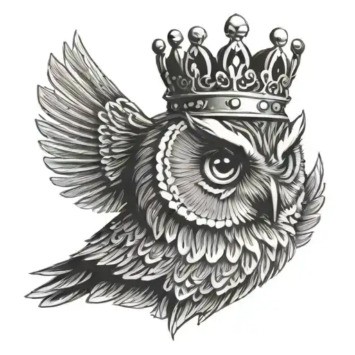 Owl wearing a queen crown  tattoo design idea